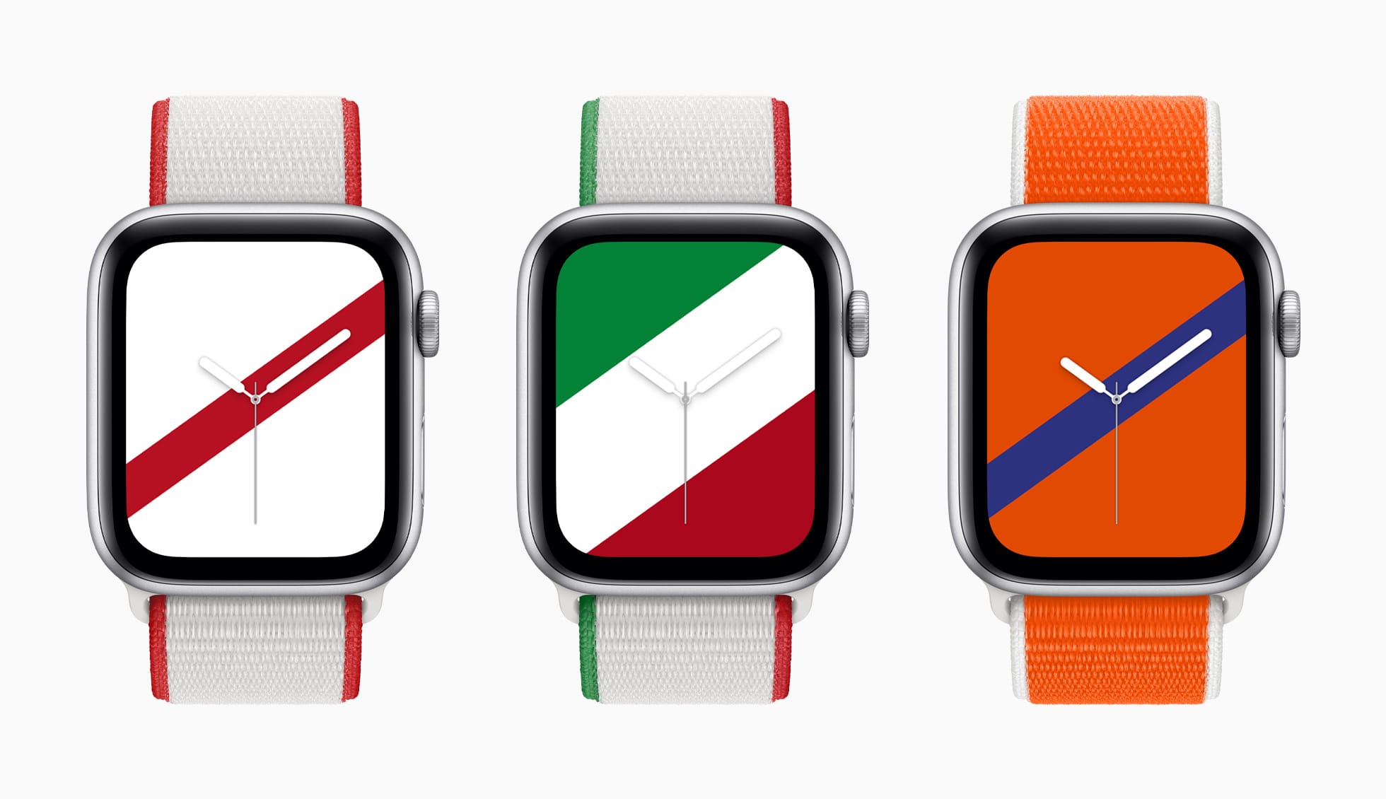 Apple、世界22カ国をモチーフにしたApple Watch用スポーツループバンドとストライプ文字盤を発表