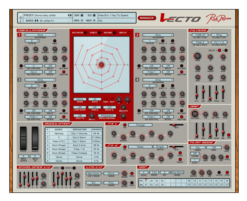 Rob Papenのベクトルシンセプラグイン「Vecto」が20%オフ