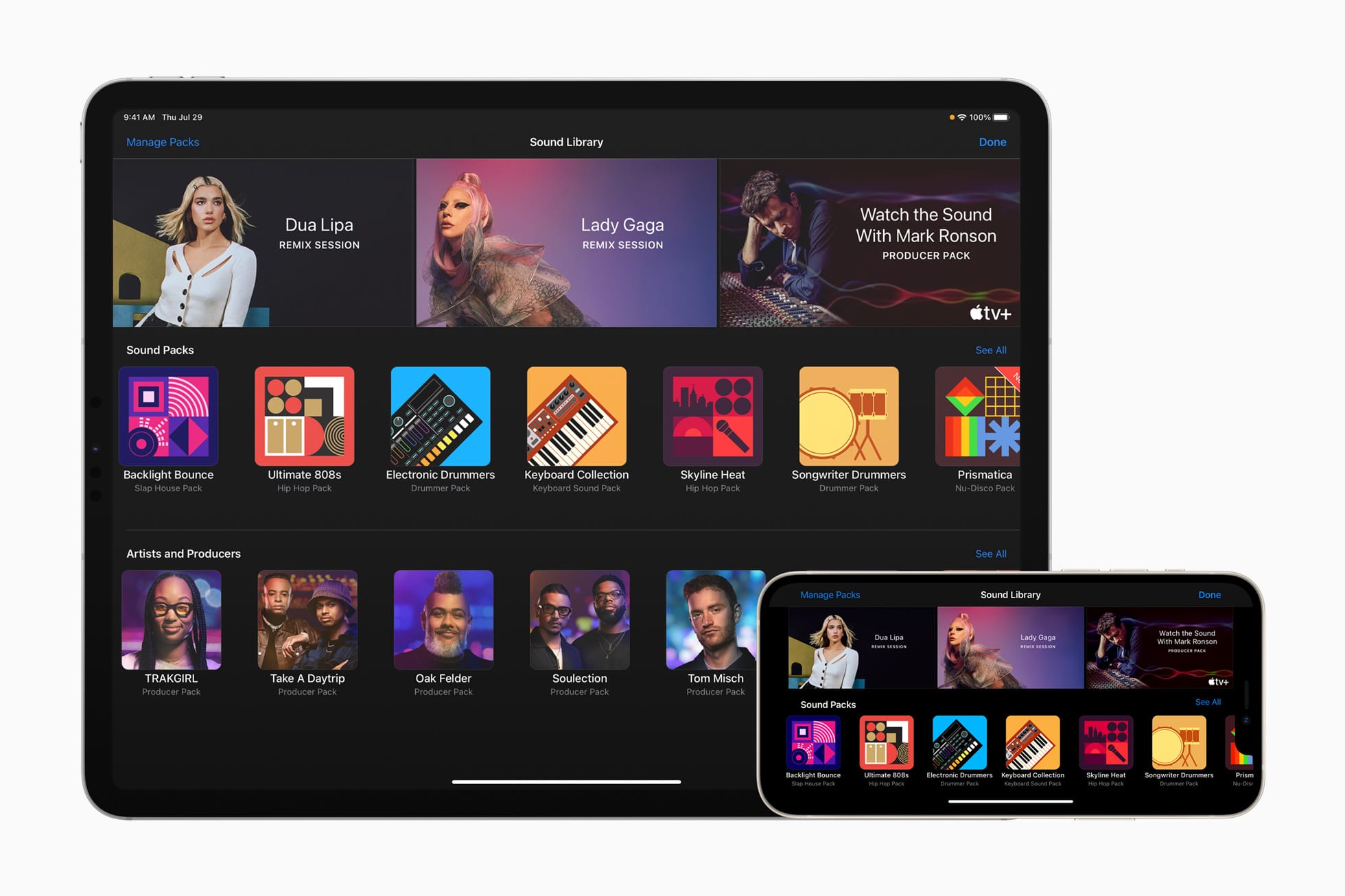 iOS/iPadOS向け「GarageBand」にトップアーティストやプロデューサーの新しいサウンドパックが追加