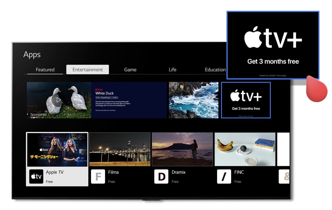 LG、Apple TV+の3か月間無料キャンペーンを開始