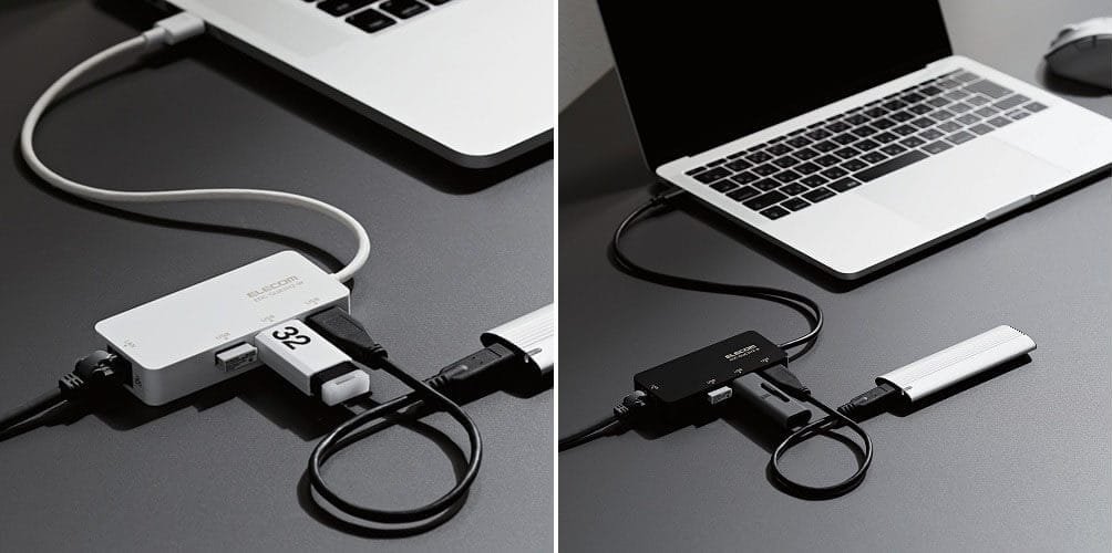 エレコム、USBハブ付き有線LANアダプター発売