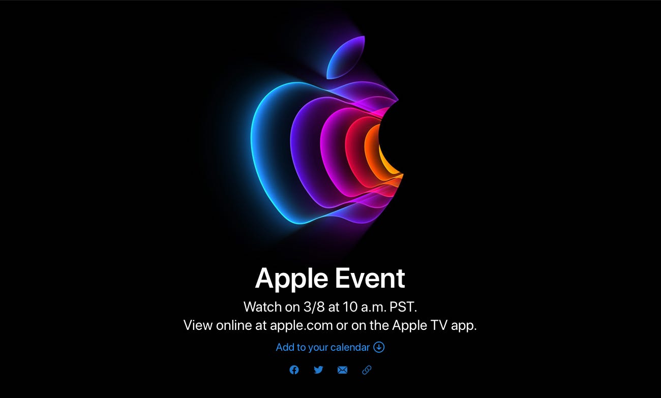 「Apple Event」開催、日本時間3月9日（水）午前3時より