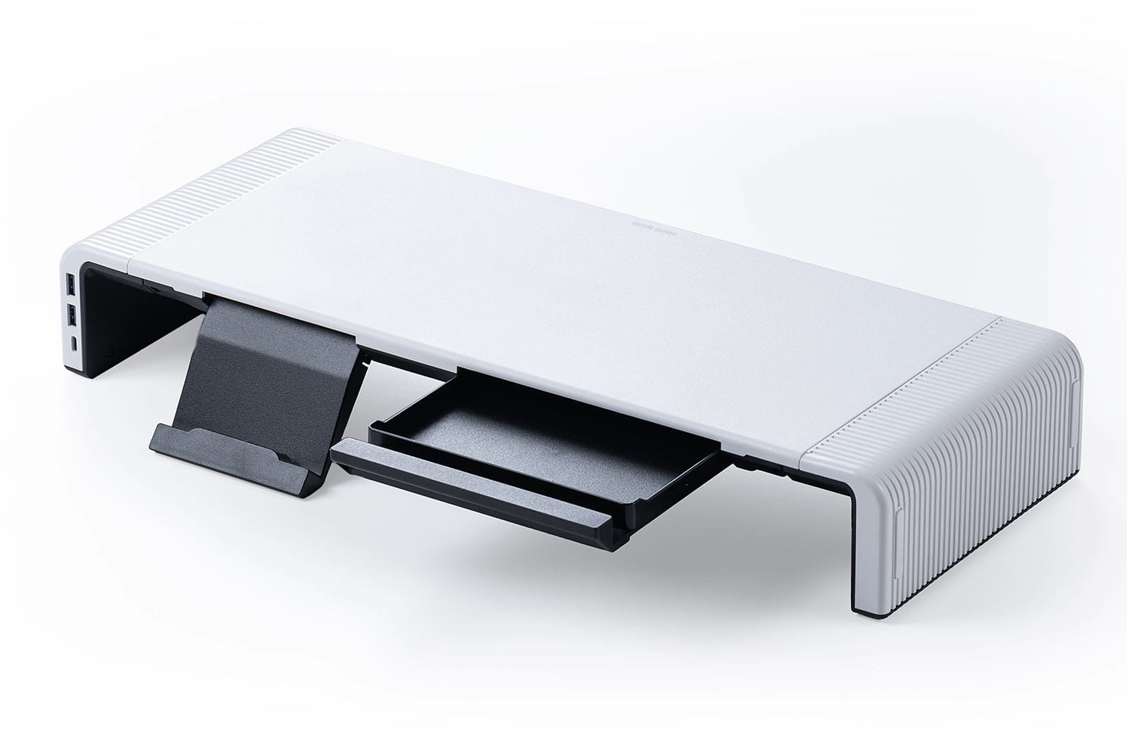 サンワサプライ、USBハブやスマホ/タブレット用スタンドなどを備えたモニター台を発売