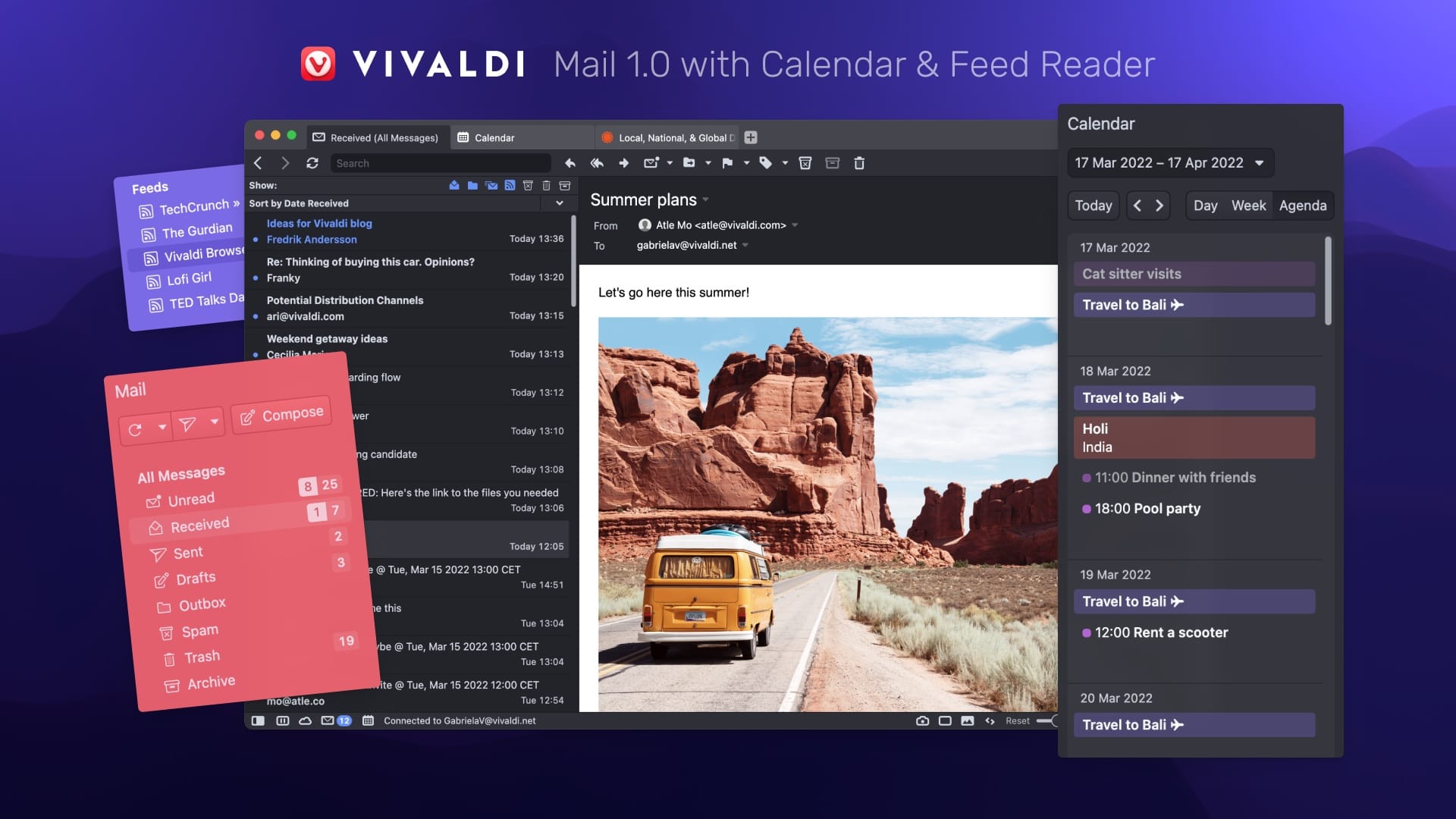 Vivaldi内蔵のメール/カレンダー/フィード、正式版が利用可能に