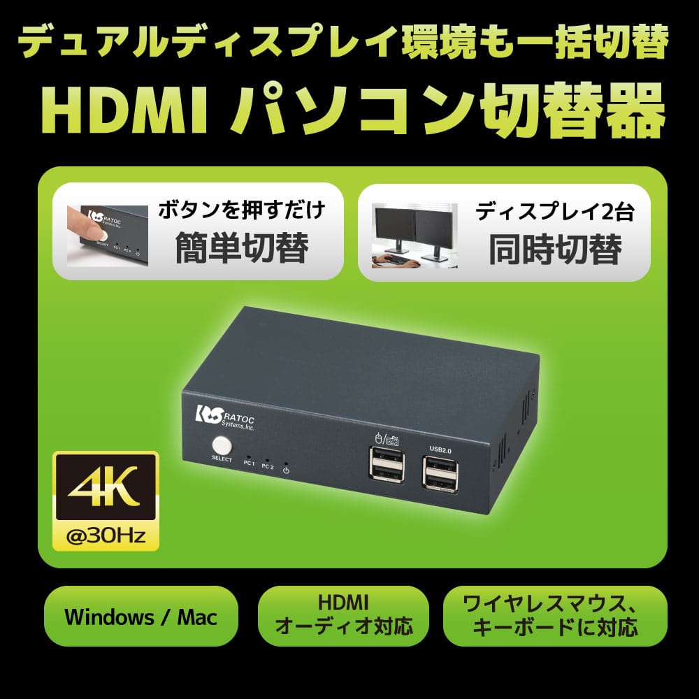 パソコン自動切替機　REX-220CUD  DVI接続専用