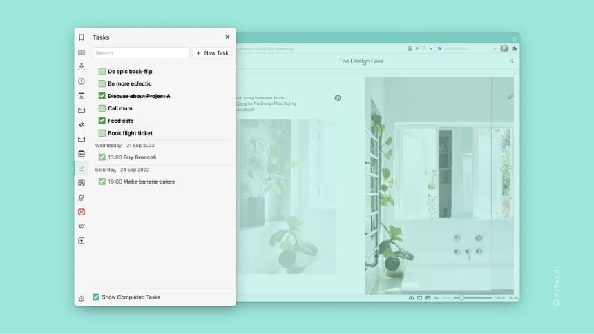「Vivaldi 5.5」、新しいタスクパネルでスケジュール管理が可能に