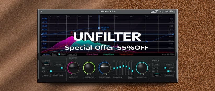 Zynaptiqのフィルタ除去プラグイン「UNFILTER」が55%オフ