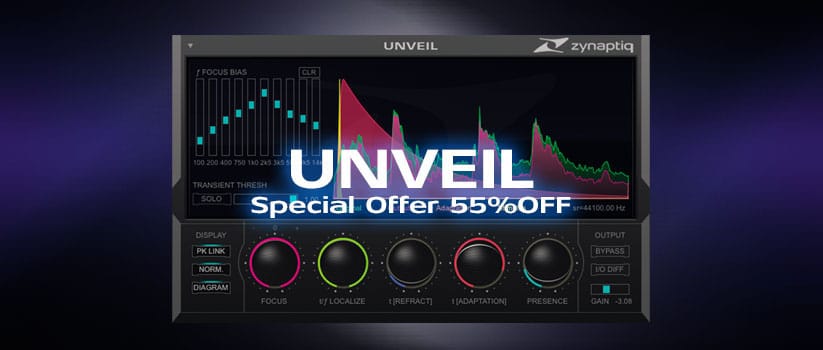 Zynaptiqのリバーブ調整プラグイン「UNVEIL」が55%オフ