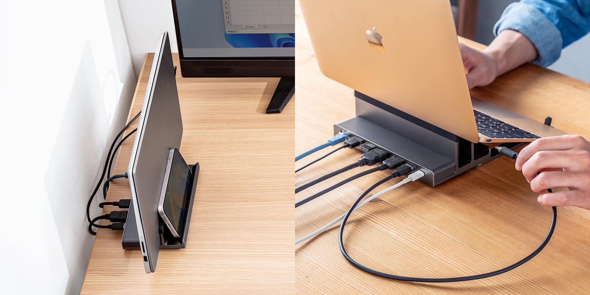 サンワサプライ、ノートPC用スタンド一体型USB-Cドックを発売
