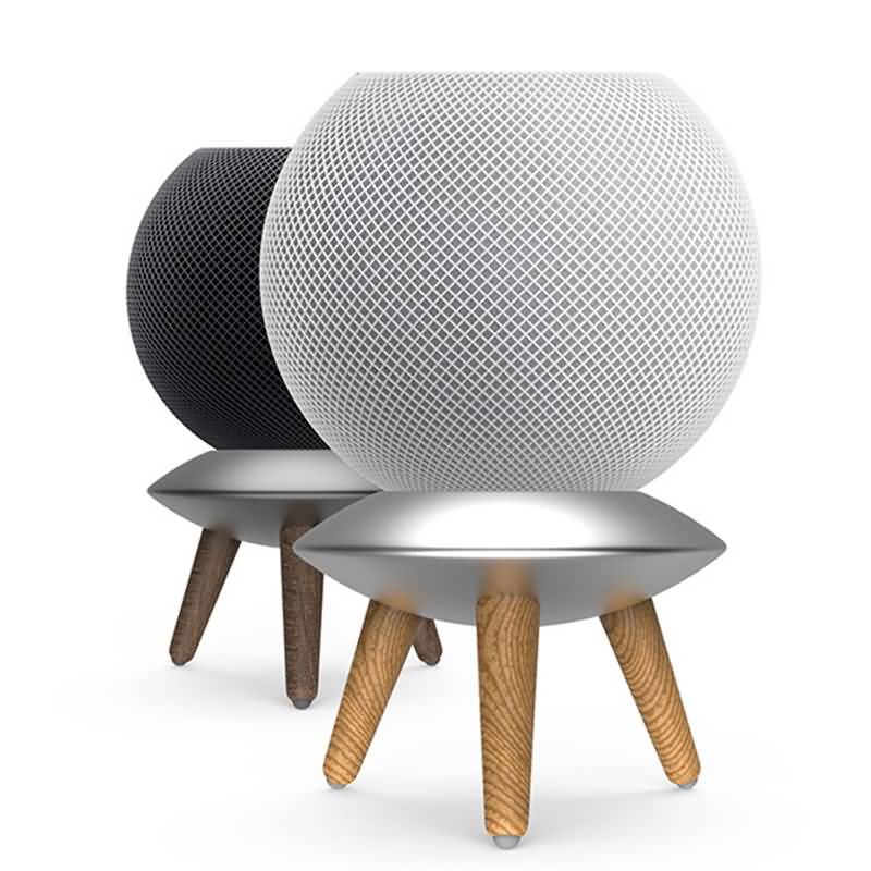 HomePod miniの音質が向上する「MP2L ウッド＆アルミニウム インシュレータースタンド」