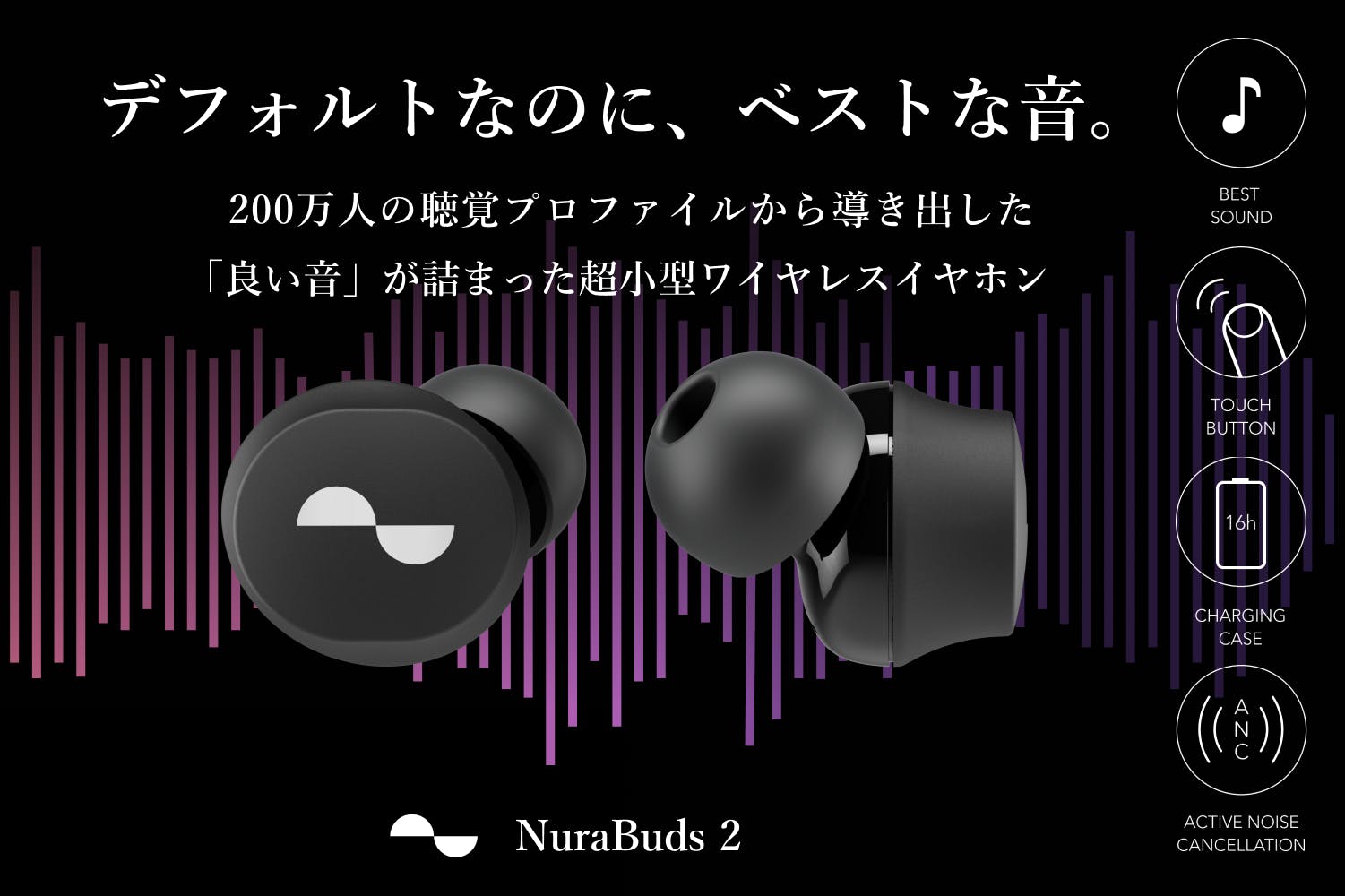 200万人の聴覚プロファイルに合わせて音質を最適化した「NuraBuds2」