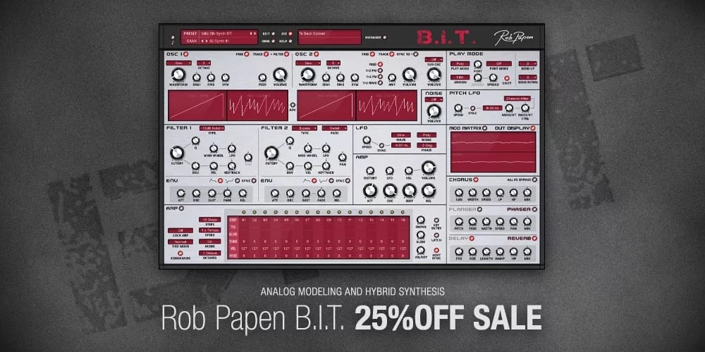 Rob Papenのバーチャルシンセ「B.I.T.」が25%オフ　v2.0への無償アップグレード付き