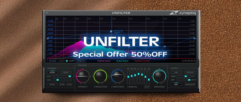 Zynaptiqのフィルタ除去プラグイン「UNFILTER」が50%オフ