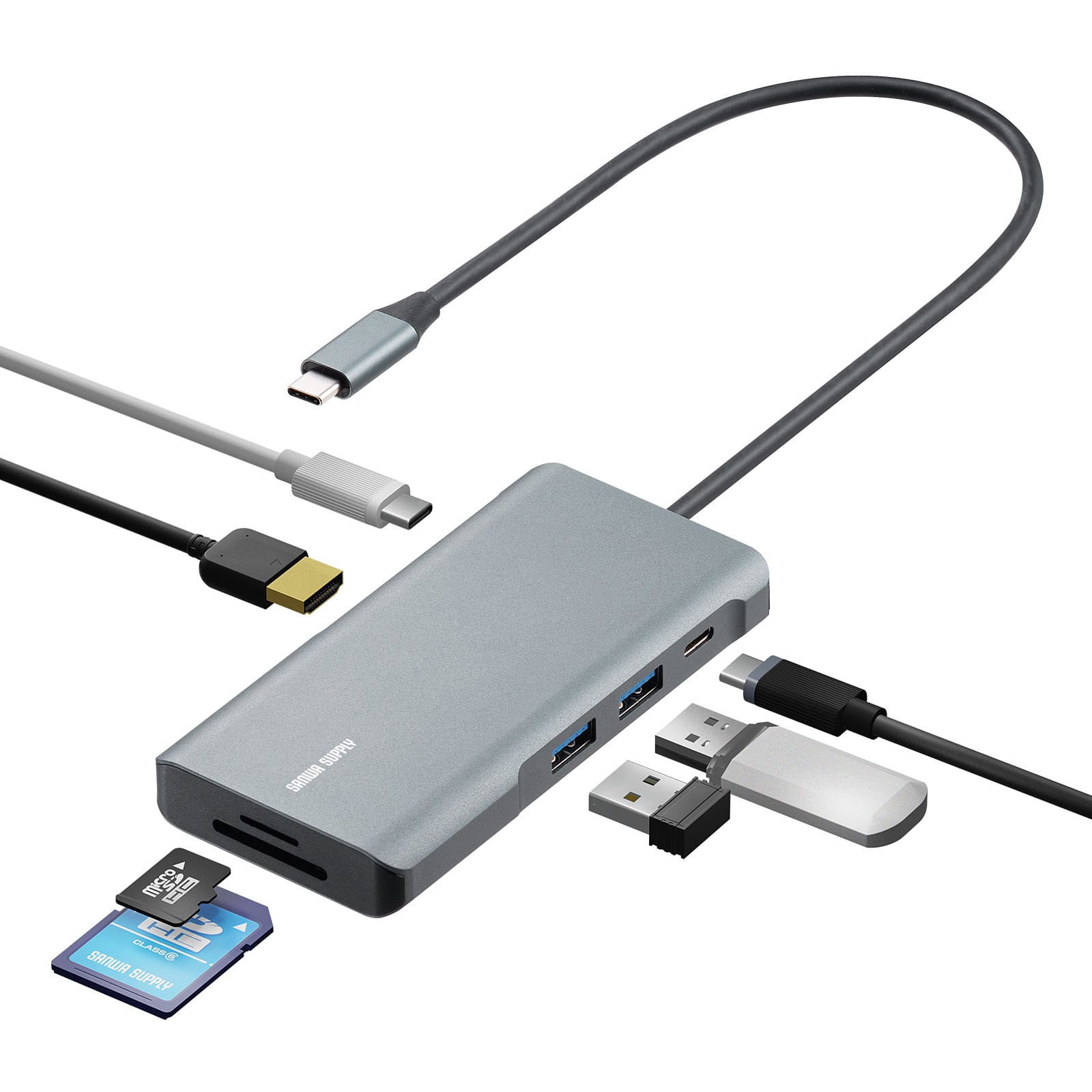 サンワサプライ、UHS-II対応の7-in-1 USB-Cドック発売