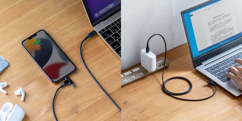 サンワサプライ、Lightning＆USB-C対応の2-in-1 USB-Cケーブルを発売