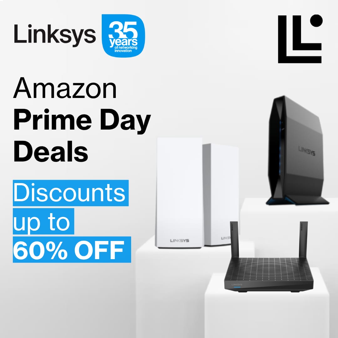 Amazonプライムデー：LinksysのWi-Fiルーターが最大60%オフ