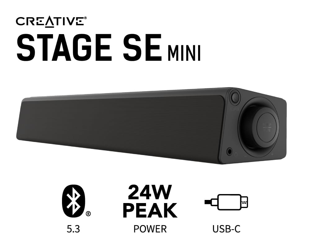 Creative、コンパクトなBluetooth/USB対応サウンドバー「Stage SE mini」を発売
