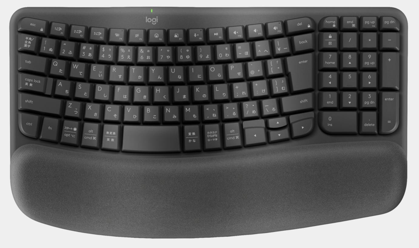 ロジクール、人間工学に基づいた波型のワイヤレスキーボードを発売