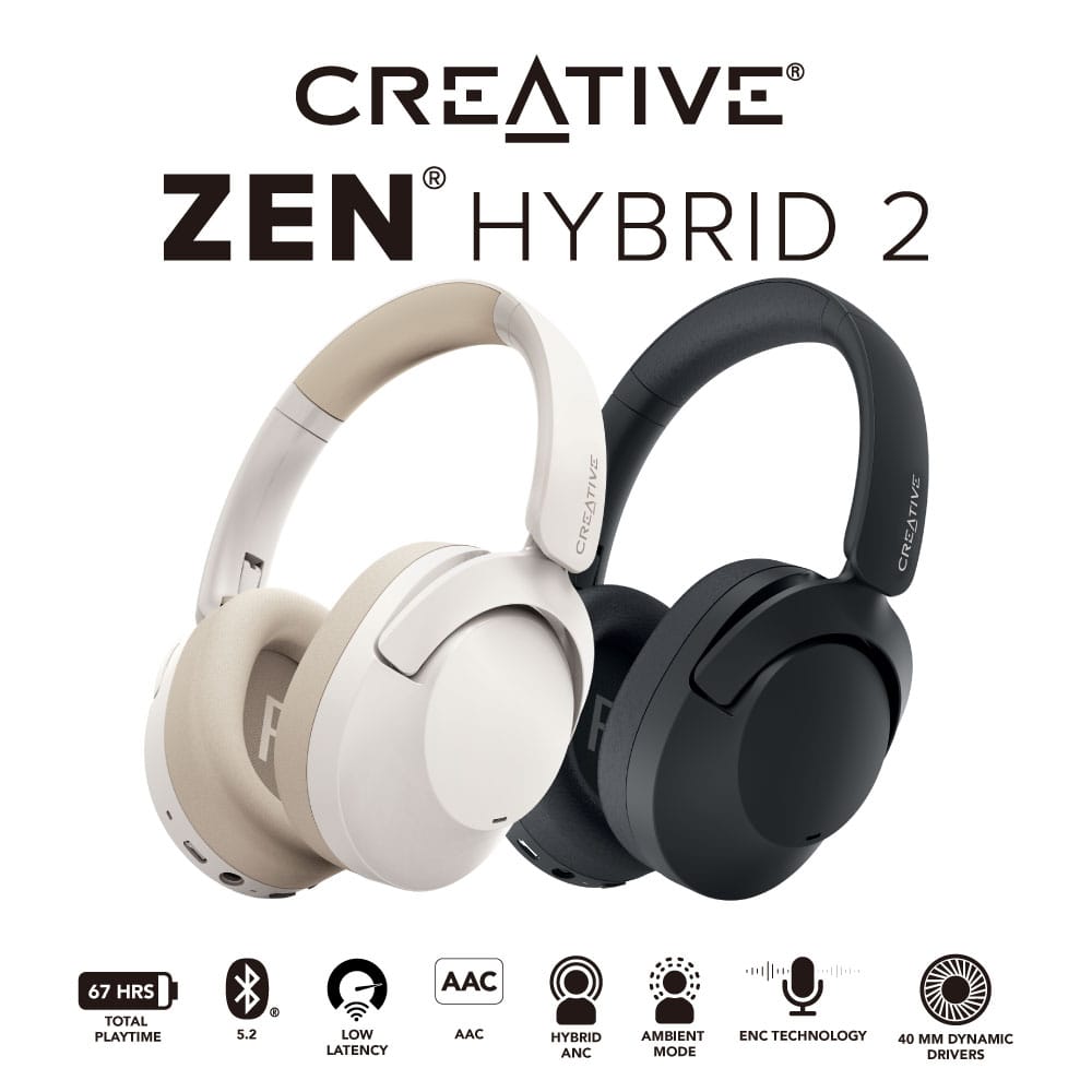 CREATIVE、長時間駆動のANC搭載ワイヤレスヘッドフォン「Zen Hybrid 2」を発売