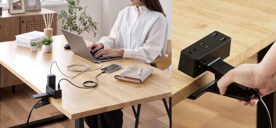 エレコム、USBポート付きのクリップ式電源タップを発売