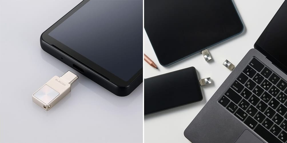 エレコム、スマホケースをつけたまま使えるUSB-Cメモリを発売
