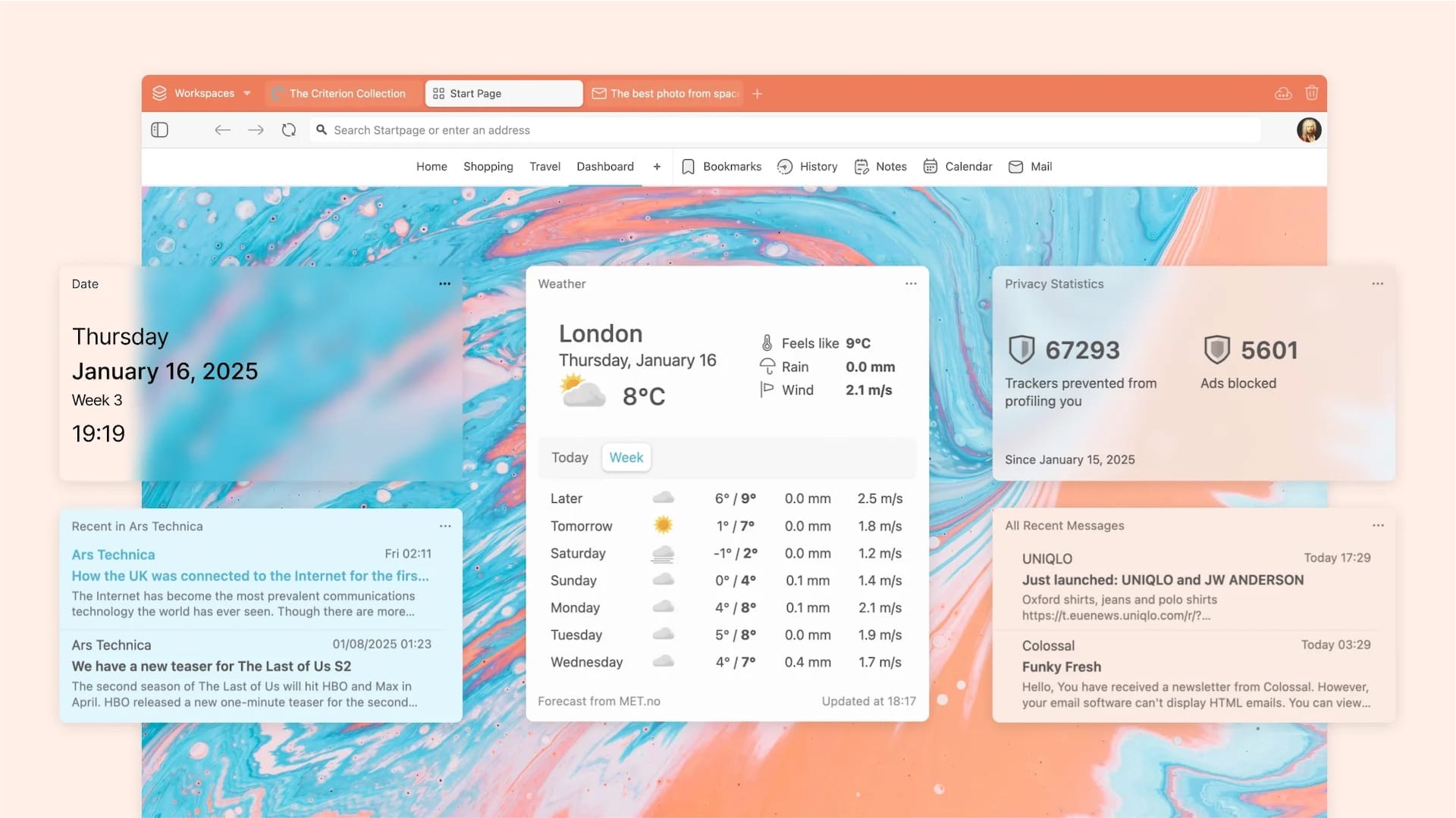 天気ウィジェットやタブの共有機能を搭載した「Vivaldi 7.1」