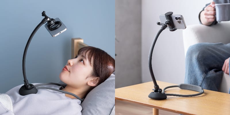 サンワサプライ、首掛け式のスマホホルダーを発売