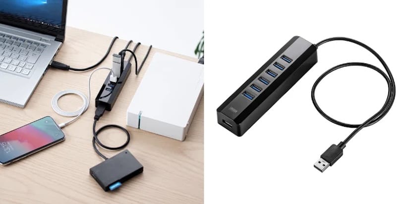 サンワサプライ、7ポートUSBハブを発売