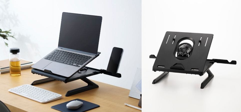 エレコム、卓上扇風機にもなる冷却ファン付きノートPCスタンド発売