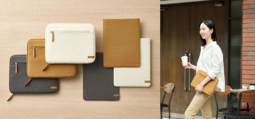 エレコム、帆布素材のタブレット用インナーケース発売