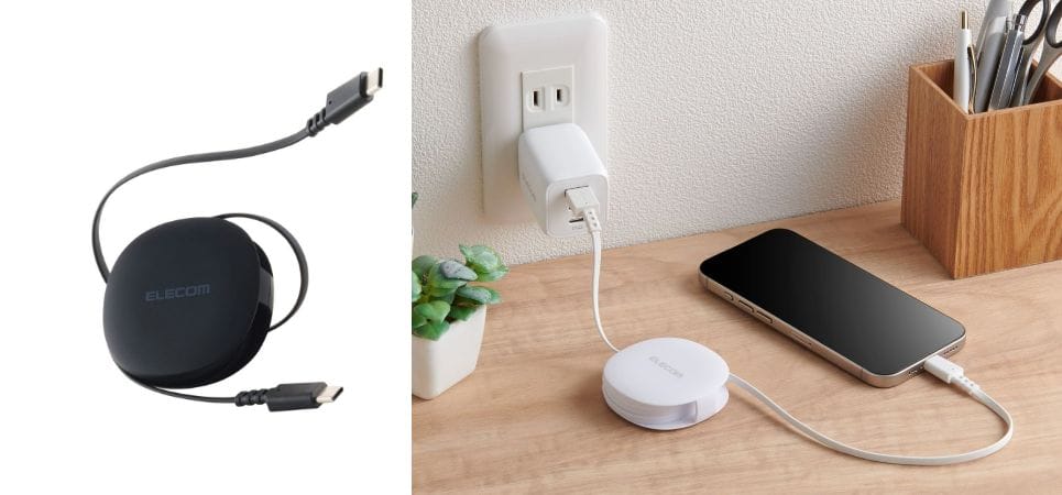 エレコム、巻き取り式USBケーブル4タイプを発売