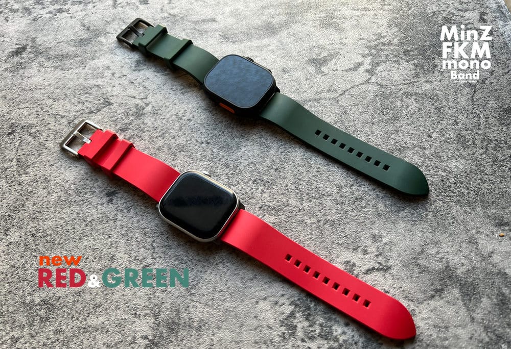MinZ、ミニマルデザインのApple Watch用バンド「FKM mono Band」に新色追加