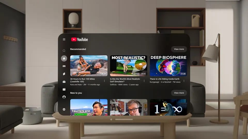 YouTubeのApple Vision Pro向けアプリが登場
