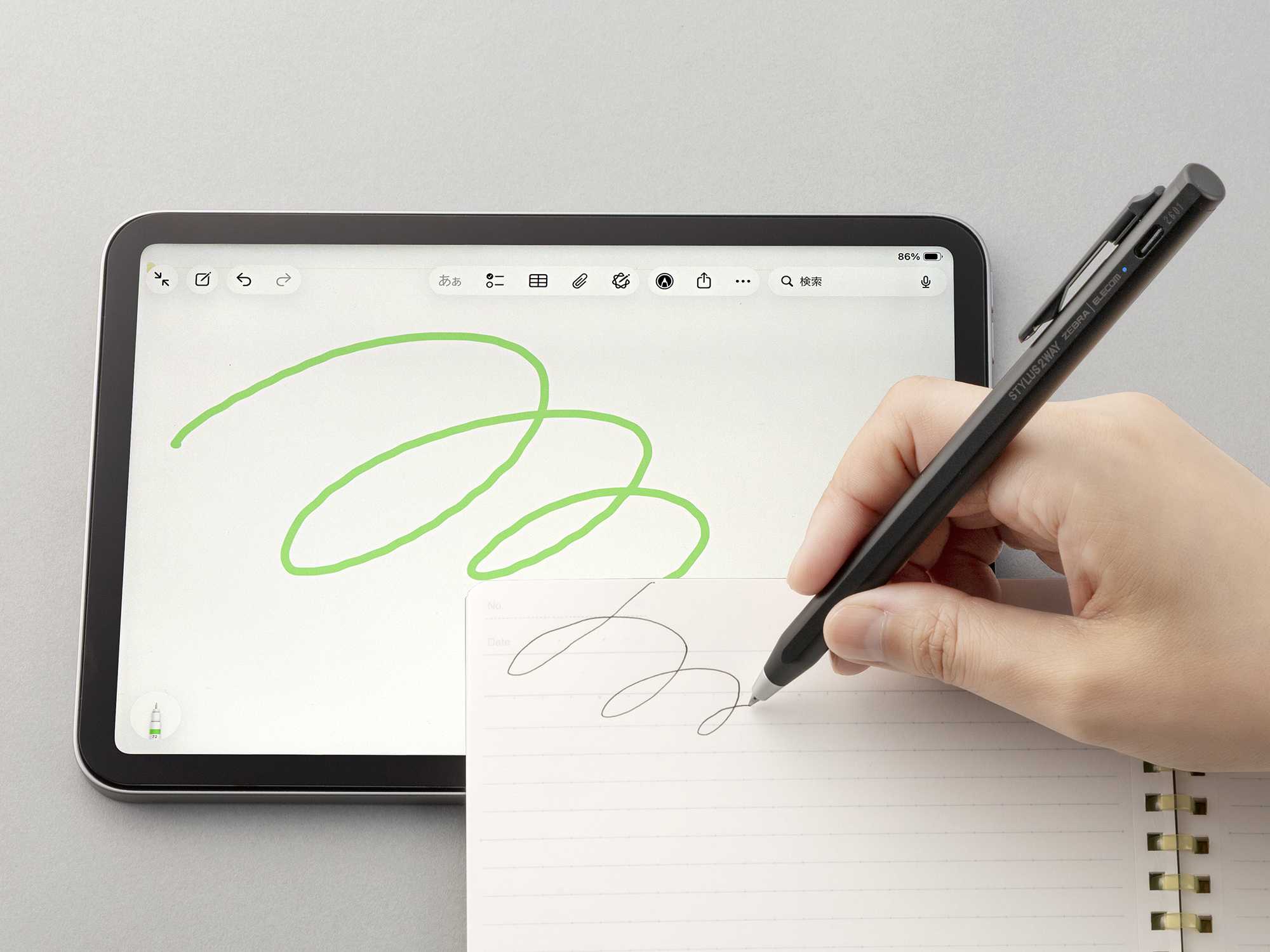 ゼブラ、1つのペン先で紙にもiPadにも書けるスタイラスボールペンを発売