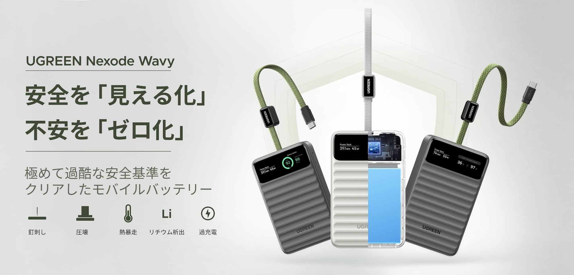UGREEN、過酷な安全試験をクリアしたモバイルバッテリーを発売