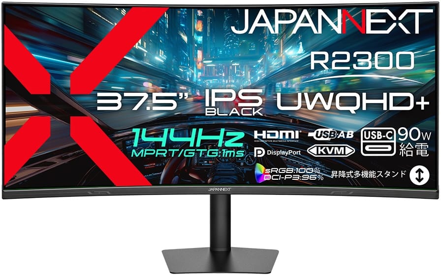 JAPANNEXT、37.5インチUWQHD+湾曲ウルトラワイドモニターを発売